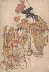 Jungen, die sich als Daikoku und Ebisu verkleiden