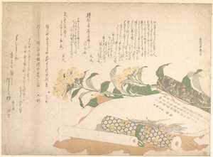 Gänseblümchen und zwei Makimono von Kitao Shigemasa