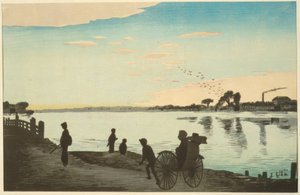 Ishihara-Brücke vom Ufer des Sumida-Flusses aus gesehen
