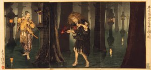 Taira no Tadamori trifft auf den Priester von Mido von Kiyochika Kobayashi