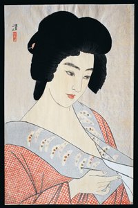 Geisha Ichimaru, ca. 1933, von Kobayakawa Kiyoshi, Oban-Holzschnitt, Meiji-Showa-Periode, Japan, 20. Jahrhundert von Kiyoshi Kobayakawa