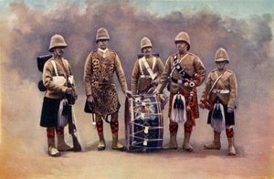 Private, Trommler, Dudelsackspieler und Hornist - The Black Watch, 1900 von Knight