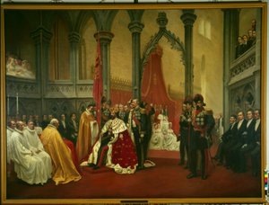 Die Krönung von Oscar II. im Dom zu Trondheim am 18. Juli von Knud Bergslien