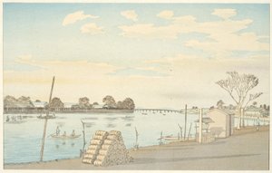 Fähre mit Fuji-Blick, der Fluss Ōkawa von Kobayashi Kiyochika