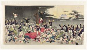 Lang lebe Japan! Siegeslied bei Pjöngjang Nippon banzai, Heijō no gaika (Titel auf Objekt) von Kobayashi Kiyochika