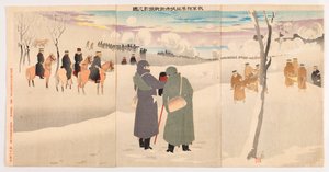 Fotografieren unserer Truppen, die auf den Straßen der Niuzhuang-Festung kämpfen von Kobayashi Kiyochika