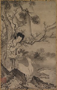 Weibliche Daoistische Figur in Landschaft von Koboku