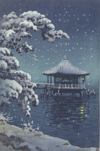 Schwimmender Pavillon in Katada im Schnee von Koitsu Tsuchiya