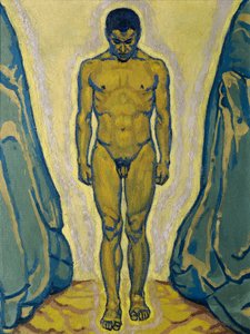 Stehender Jünglingsakt zwischen Felsen von Koloman Moser