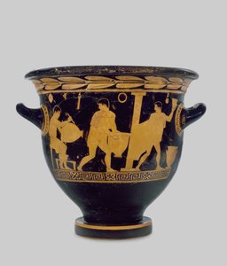 Attische rotfigurige Glockenkrater, dekoriert mit dem Inneren einer Töpferwerkstatt, ca. 430-425 v. Chr. von Komaris Painter