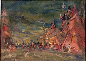 Das Militärlager der Polowzer. Dekor für die Oper "Fürst Igor" von Alexander Borodin