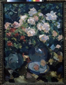 Rosen in einem blauen Krug von Konstantin Alekseevich Korovin