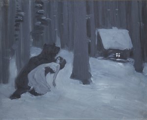 Tatjanas Traum. Illustration für den Versroman Eugen Onegin von A. Puschkin von Konstantin Alekseevich Korovin