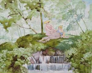 Liebende in einer Landschaft von Konstantin Andreevic Somov