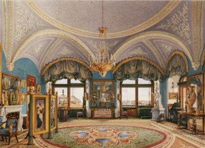 Interieurs des Winterpalastes. Das Eckzimmer von Kaiser Nikolaus I., Mitte des 19. Jahrhunderts