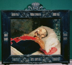 Kaiser Alexander II. (1818-81) auf seinem Sterbebett, 1881 von Konstantin Egorovich Makovsky