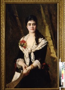 Porträt der Sängerin A. Panaeva Kartseva als Tatjana in der Oper Eugen Onegin von P. Tschaikowski