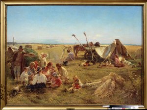 Bauernmahlzeit zur Erntezeit von Konstantin Egorovich Makovsky