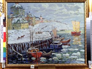 Uferpromenade in einer alten russischen Stadt von Konstantin Ivanovich Gorbatov