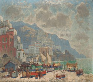 Blick auf Amalfi im Morgenlicht