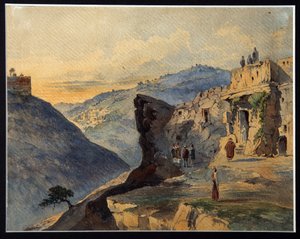 Das Tal Josaphat, der Ölberg, Dorf Siloah von Konstantin Karlovich Gerz