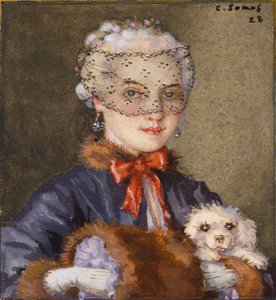 Dame mit einem Hund, 1928 von Konstantin Somov
