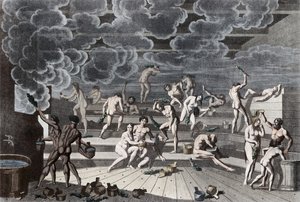Ein russisches Badehaus, 1811 von Korneev