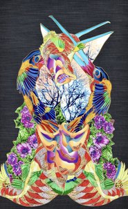 Lebhafte Fantasievögel und Blumen