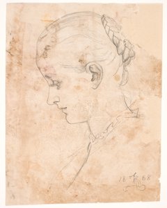 Die Schwester des Künstlers Elizabeth. Profil links. Flechtfrisur