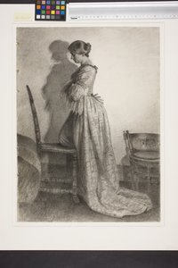 Marie Grubbe, kurz nach der Scheidung von Ulrik Frederik Gyldenløve. Ganzfigur im Profil nach links von Kristian Zahrtmann