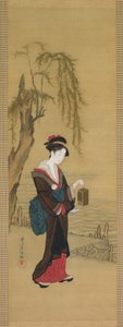 Schönheit mit Glühwürmchen, frühe 1800er von Kubo Shunman