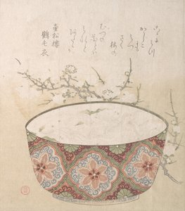 Schüssel mit Weißfischen und Pflaumenblüten, 19. Jahrhundert von Kubo Shunman