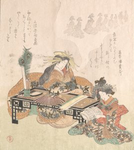 Kurtisane träumt von der Neujahrsprozession, 1814 von Kubo Shunman