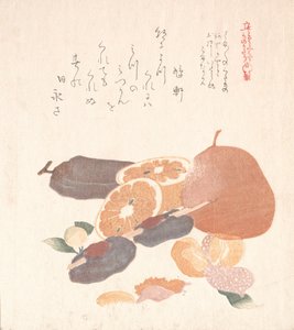 Orangen und getrocknete Kakis