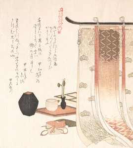 Schirm und Utensilien für die Räucherzeremonie, 19. Jahrhundert von Kubo Shunman