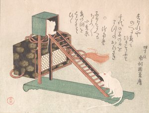 Weiße Mäuse spielen, wahrscheinlich 1816 von Kubo Shunman