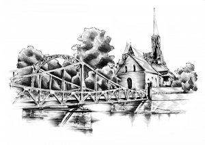 Historische Brücke und Kirche
