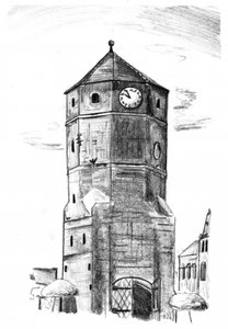 Historische Uhrturm Skizze