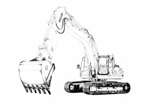 Industrielle Bagger Skizze