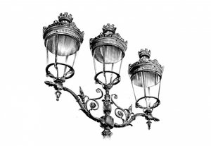 Verzierte dreifache Laternenpfähle