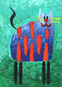 Verspielte Blau Gestreifte Katze