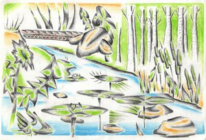 Stilisierte Flusslandschaft