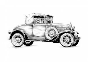 Vintage Coupé Zeichnung