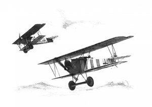 WWI Doppeldecker Fliegen