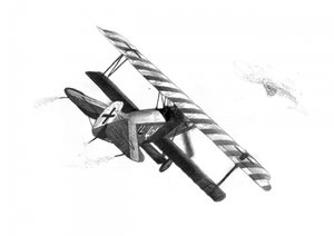 WWI Dreidecker Kampfzeichnung