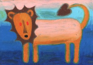 Verspielter blauer Löwe