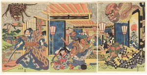 Minamoto no Yorimitsu und seine Gefolgsleute besiegen die Erdspinne, ca. 1804-1818