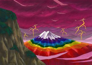 Donner und Regenbogenfarbener Berg Fuji, 2023 von Kunio Ota