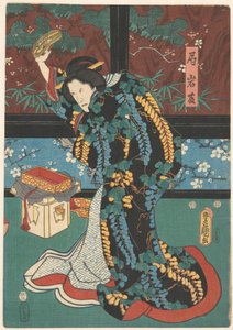 Szene aus dem Stück Der Spiegelberg von Kunisada (I) , Utagawa
