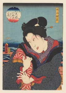 Sotoyama Myôshin auf dem Balkon am Fluss (Biografien der acht Hundhelden)